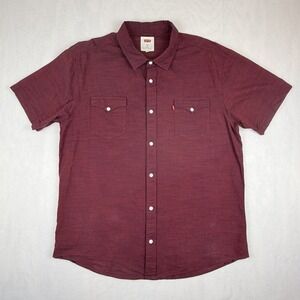Levi's Men's XXL Red Short Sleeve Button-Down Shirt Front Pockets Casual